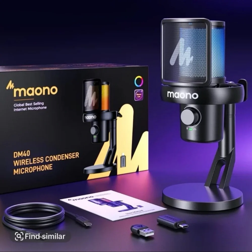 Black Wireless Desktop RGB Gaming Microphone